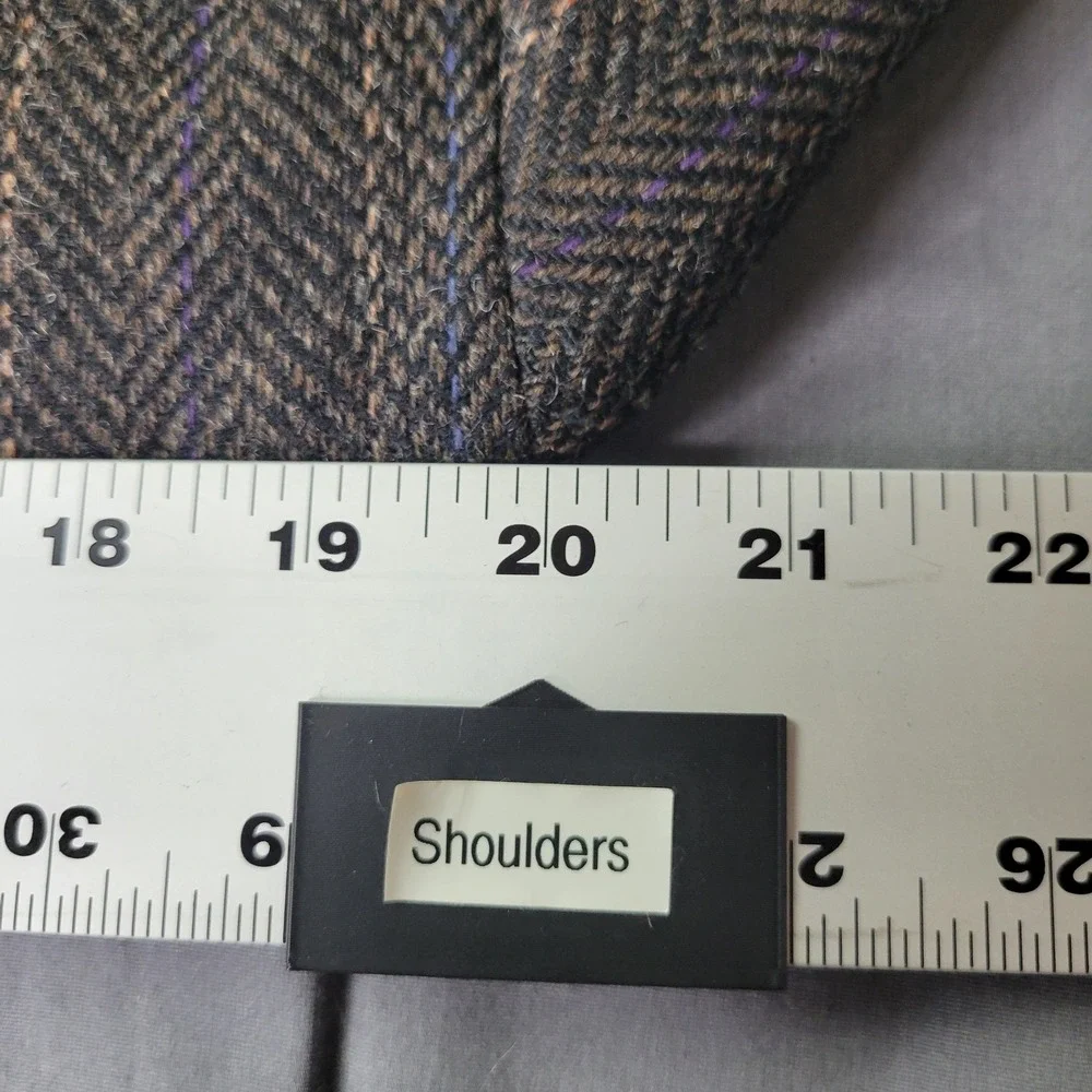 Chaps Ralph Lauren Mens Brown Herringbone Striped Wool Blazer Sport Coat USA 44?